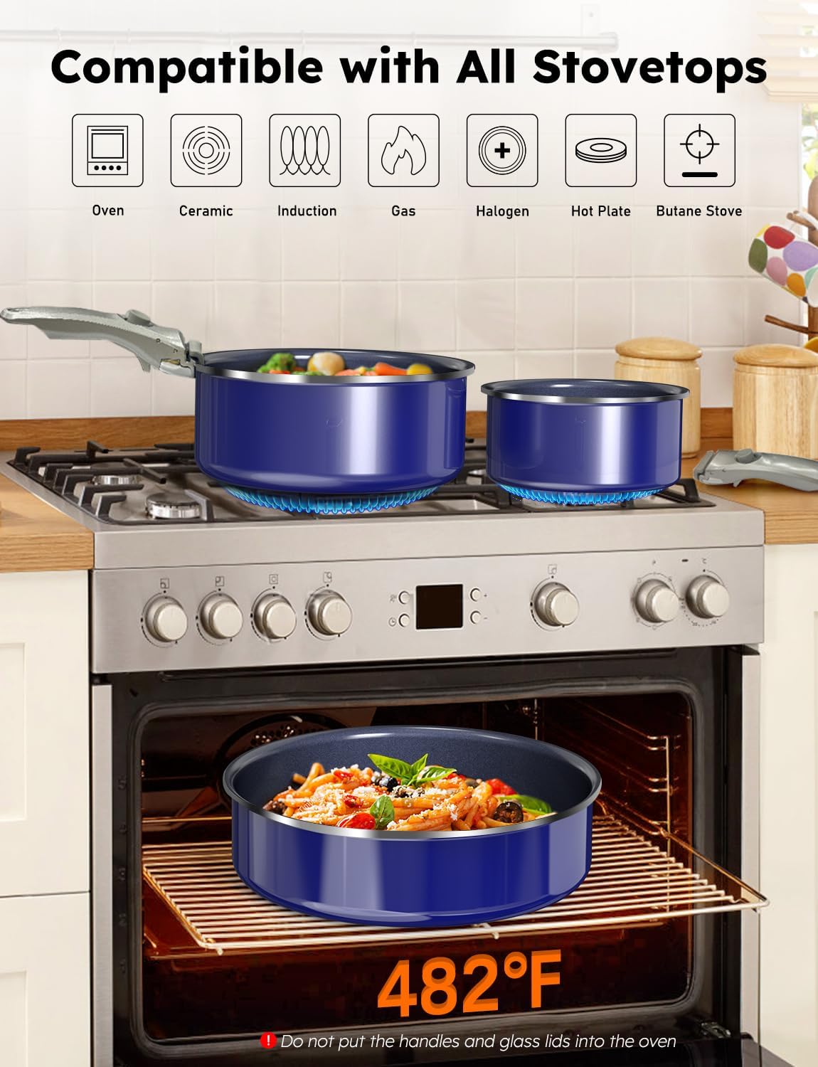 12-Piece Hybrid 3-Ply Stainless Steel/Nonstick Cookware Set:  9H Scratch & Warp Resistant, PFAS-Free - Works on All Cooktops & Dishwasher