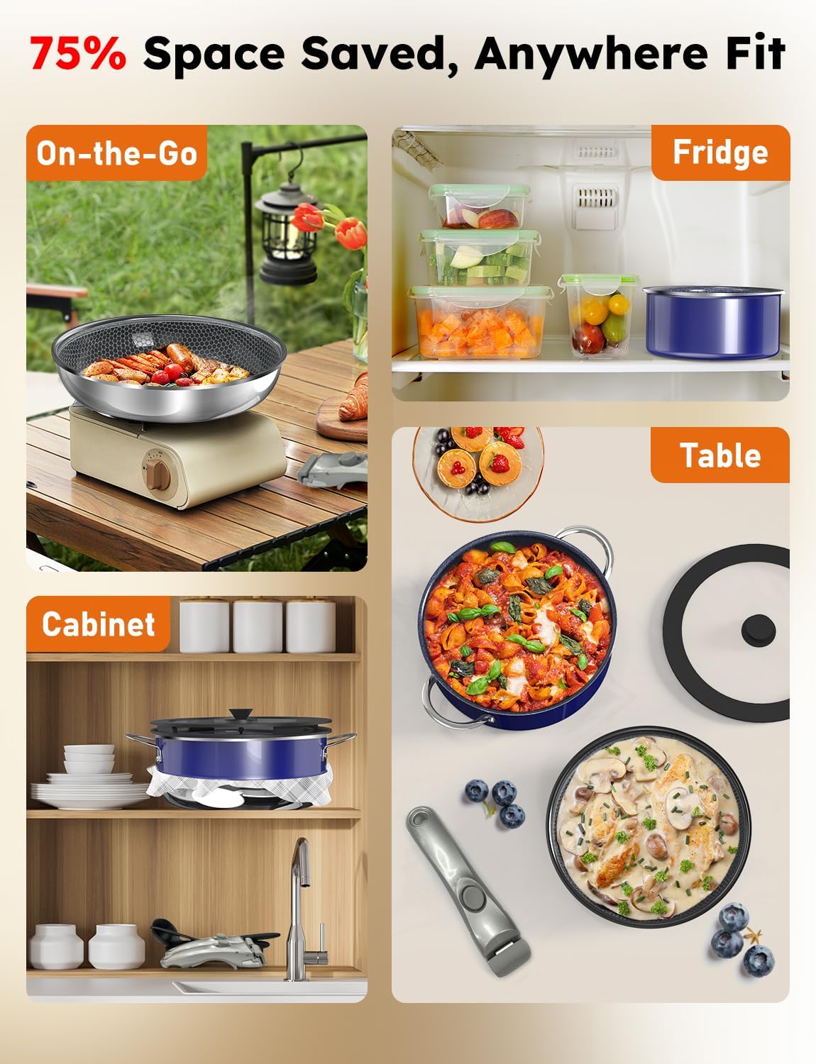 12-Piece Hybrid 3-Ply Stainless Steel/Nonstick Cookware Set:  9H Scratch & Warp Resistant, PFAS-Free - Works on All Cooktops & Dishwasher